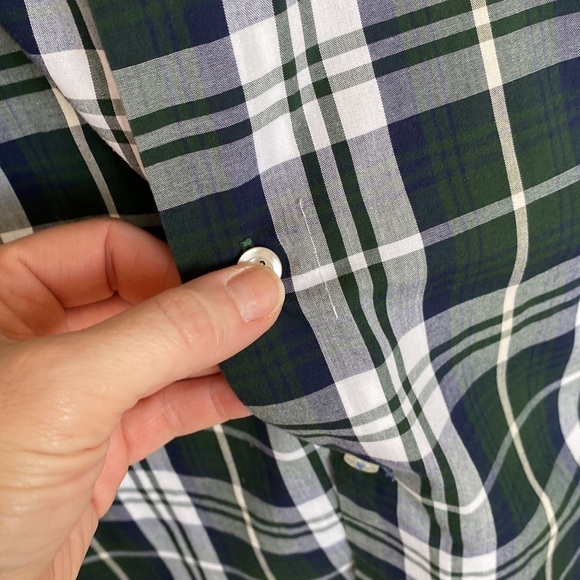 Haggar Green Plaid Long Sleeve Button Down Shirt - Picture 4 of 5